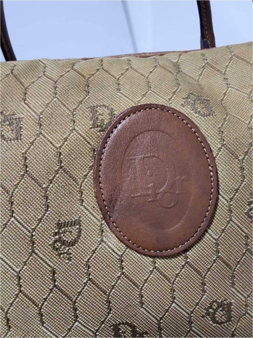 Authentic Christian Dior Vintage Canvas Boston Bag Beige/Brown - Picture 5 of 16